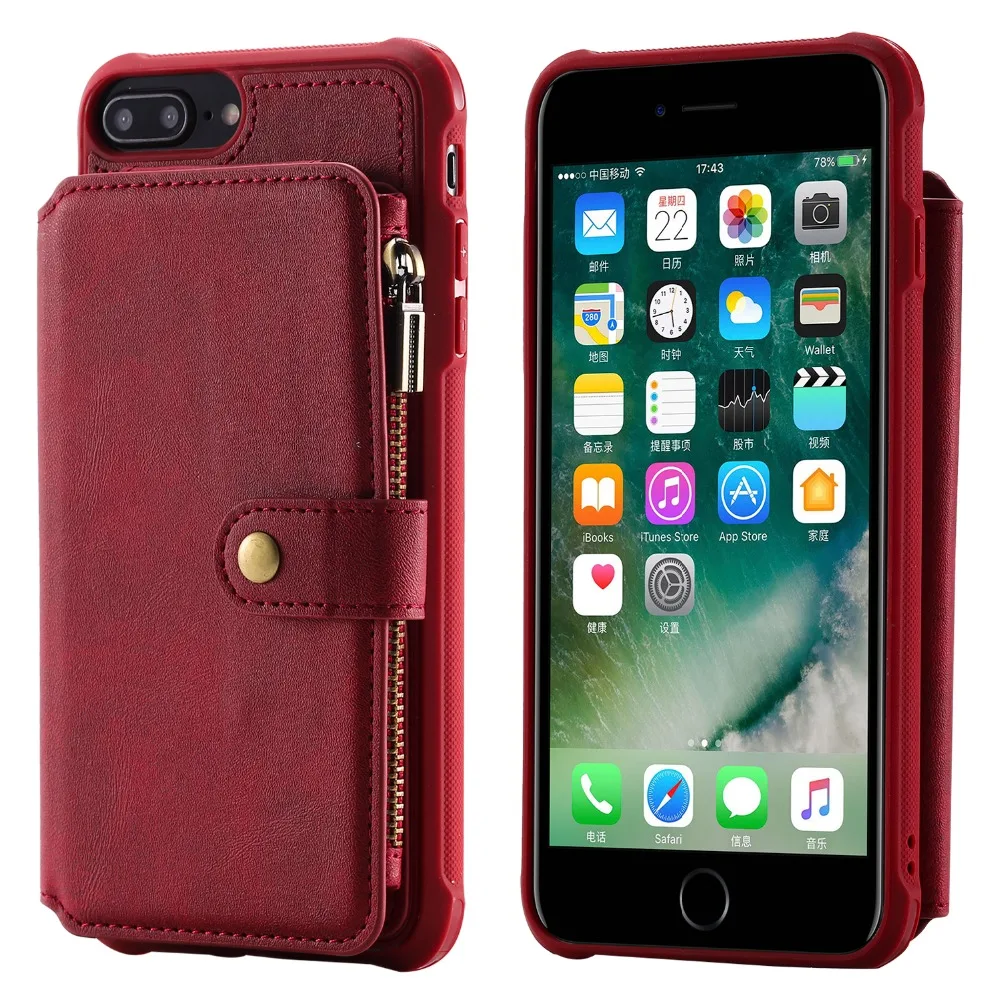Однотонный чехол Haissky из искусственной кожи для iPhone X Xs 8 7 держатель карт кошелек