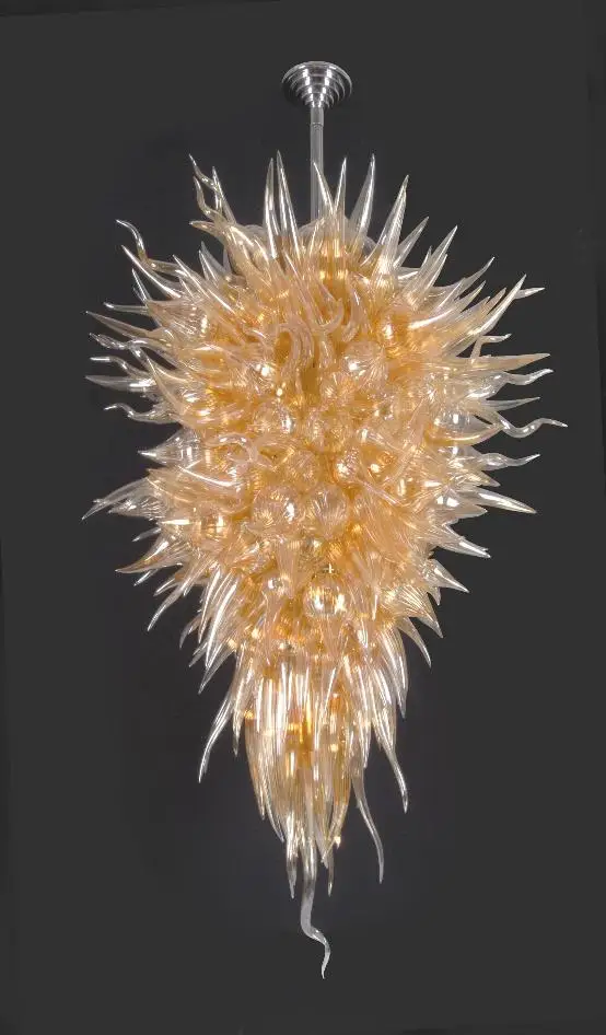 

Amber Colored 100% Mouth Blown Borosilicate Home Living Room Murano Glass Chandelier Lighting