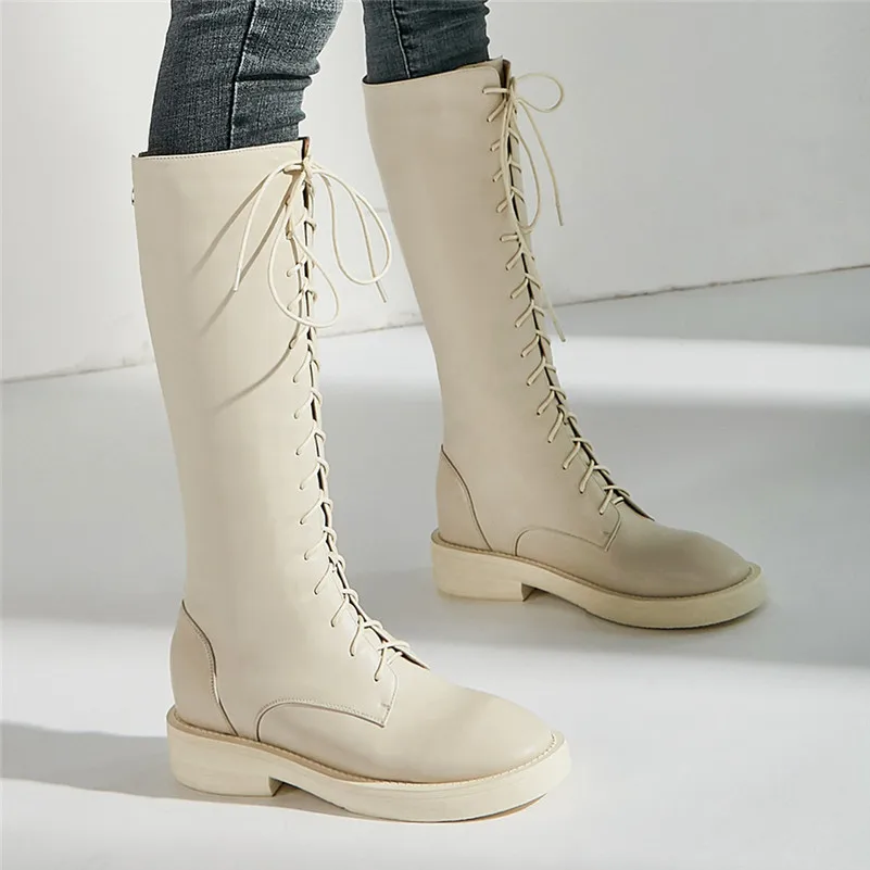 Женские сапоги для верховой езды FEDONAS до колена из натуральной кожи на молнии