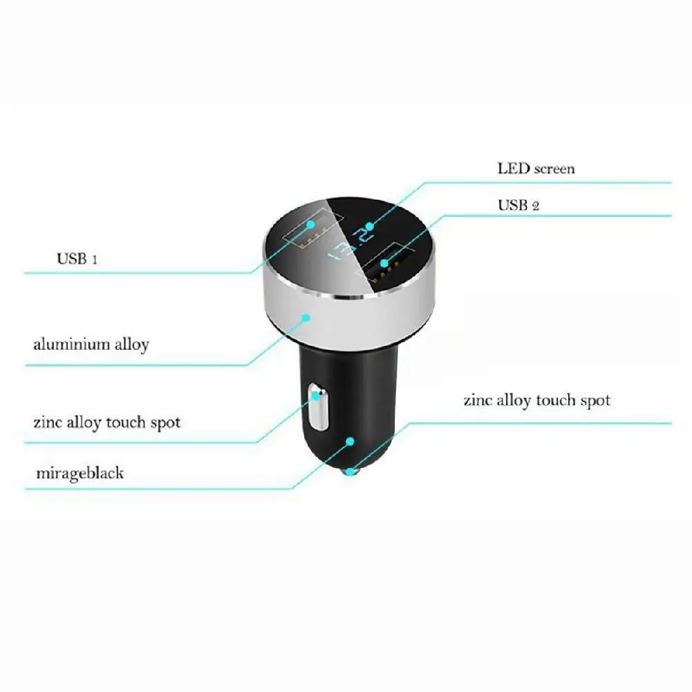 Светодиодный USB Автомобильное зарядное устройство 3.1A с двумя портами USB штекер конвертер два отверстия Зажигалка Цифровой светодиодный вольтметр 12 В/24 В автомобильные аксессуары