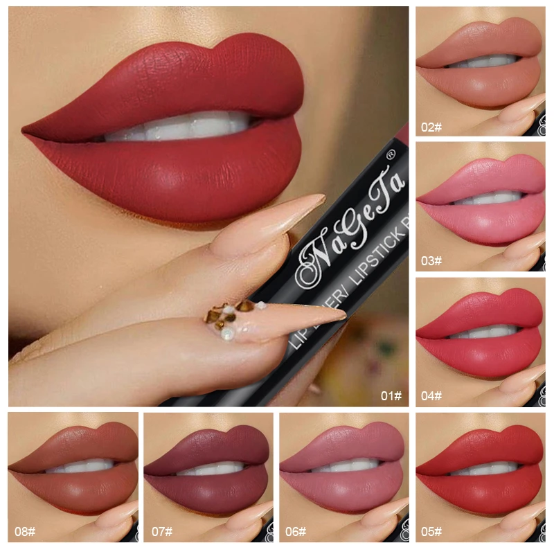 Матовая губная помада 12 цветов макияж водостойкая фиолетовая нюдовая Красная