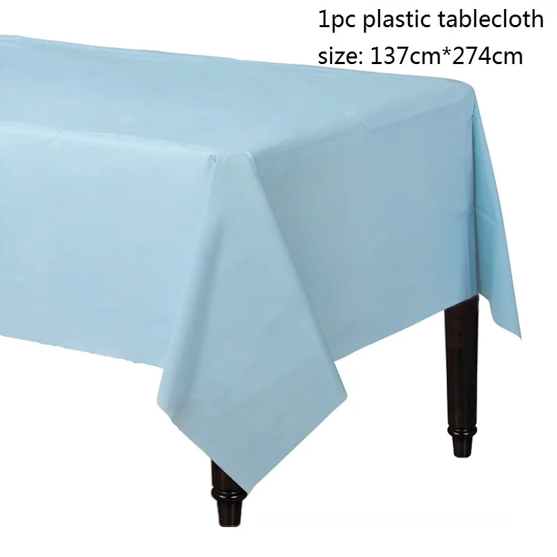 blue table cloth Это мальчик девочка детская душевая Посуда декоративная бумага для вечеринок баннер соломинки салфетки пластиковая скатерть и набор столовых приборов - Цвет: blue table cloth
