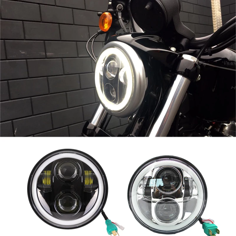 5 75 дюймов светодиодные фары halo Кольцо Белый DRL ангельский глаз для Sportster Touring Super
