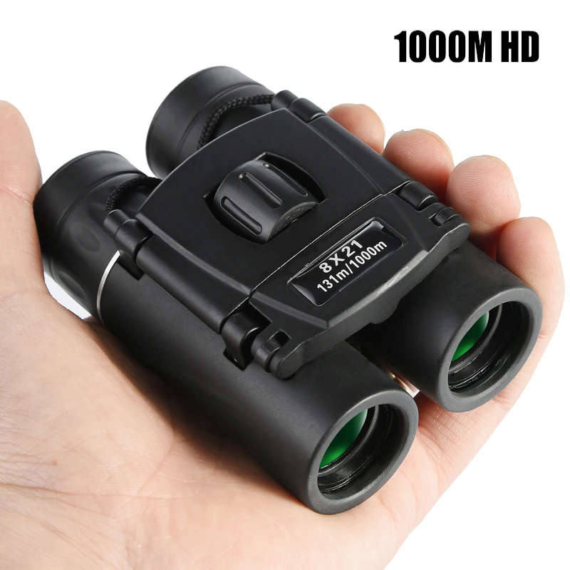 Хит, 8x21 Бинокль с зумом, 1000 м, HD мощный складной мини телескоп, компактный бинокль, оптика, стекло, для охоты, кемпинга, дропшиппинг