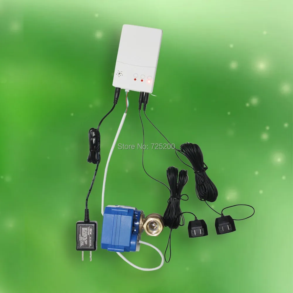 Waterpipe Water Leak Alarm Detector with 2pcs 1/2" Motorized Ball Valve and 6m Sensor Wires Free Shipping | Безопасность и