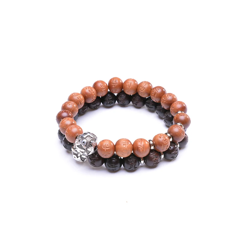 Буддистские четки браслет из деревянных бусин Ом Мани Падме Хум Мантра Тибетский