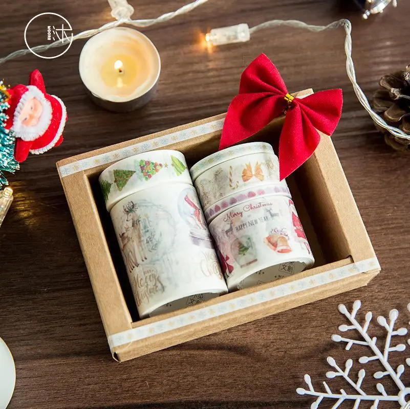 

Fromthenon Colorful Christmas Washi Paper Tape Set 6 Rolls Diary Notebook Decorative Stickers Tape Creative School Stationery