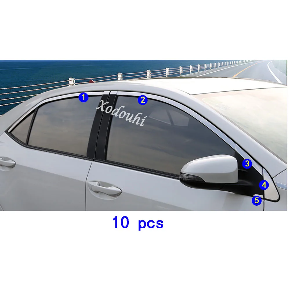 Для Toyota Corolla Altis, автомобильный Стайлинг, стекло, окно, гарнир, столб, средняя полоса, отделка рамы, лампа, капот, запчасти - Цвет: 10pcs