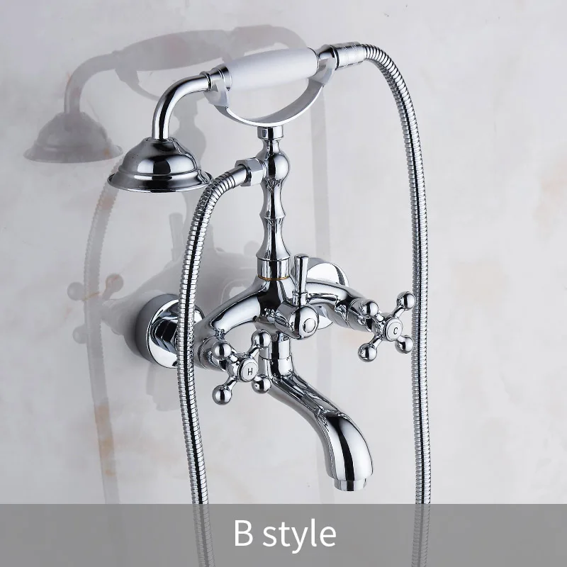 

Смесители для ванны, латунный хромированный серебристый набор смесителей для душа, керамическая ручка, ручной смеситель для тропического душа, смеситель HS-G022