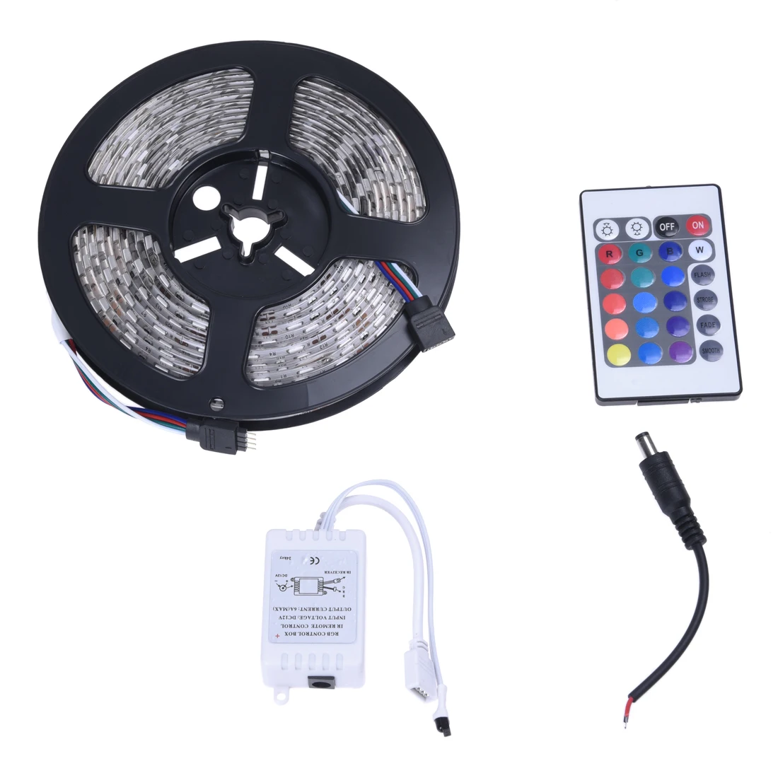Светодиодные ленты 5 м 300 SMD 5050 DC 12 В RGB Водонепроницаемый + 24 клавиши дистанционный