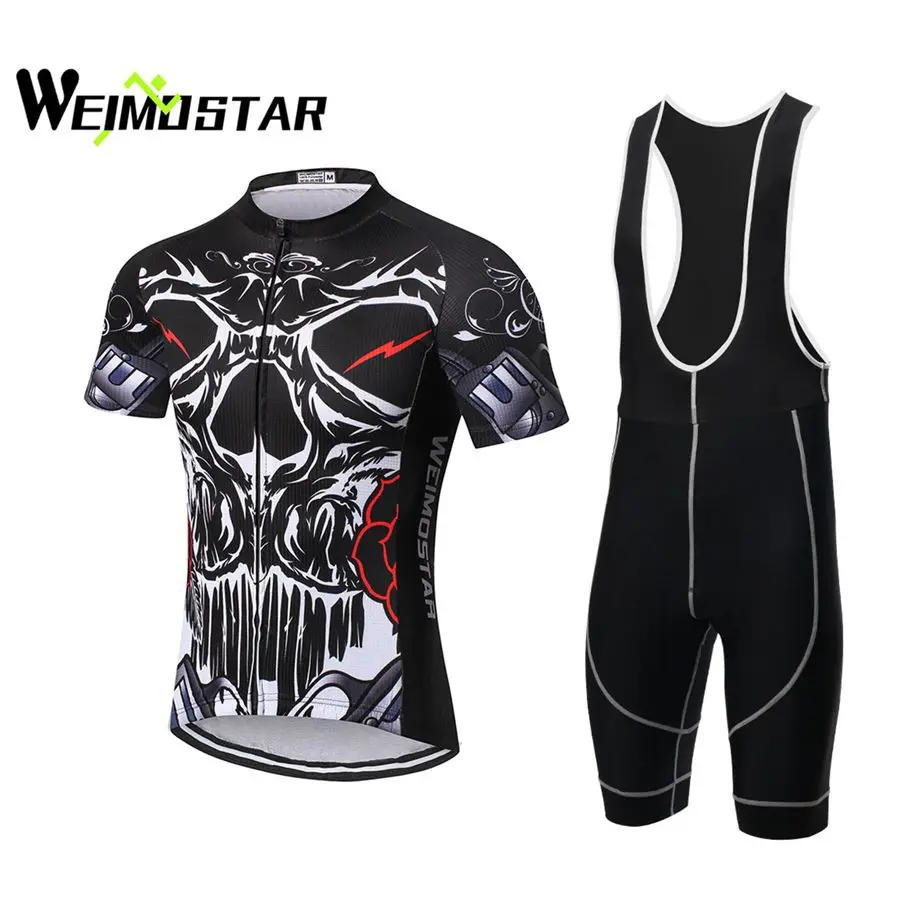 

Skull Shirt Cycling Jersey Men WEIMOSTAR Summer Bike roupa ciclismo Bicycle Cycling Wear Tops Quick-Dry Pad Bib Shorts Suit