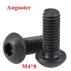 100 шт., круглые винты из черной стали ISO7380 M4 * 8, шестигранные винты M4x8 с резьбой