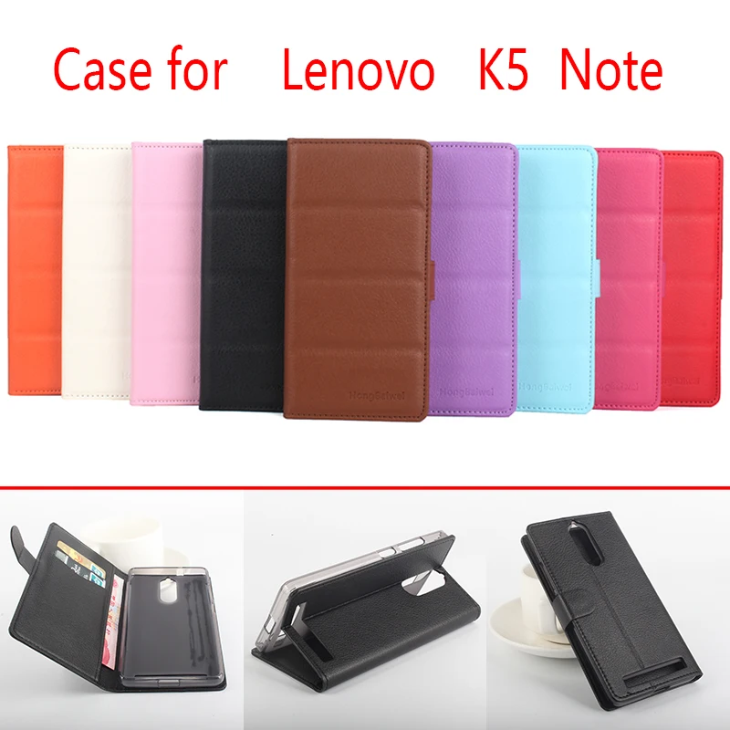 For Lenovo K5 Note Phone Case Folio Flip Pure Color Lichee Pattern PU Leather Wallet Cover Cash/Card Slots SH | Мобильные телефоны