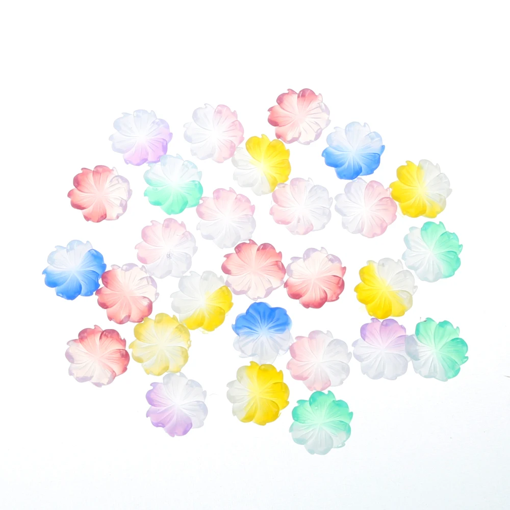 

100Pcs Mixed Gradual Resin Flower Beads Decoration Crafts Flatback Cabochon Scrapbooking Fit Phone Embellishments Accessories