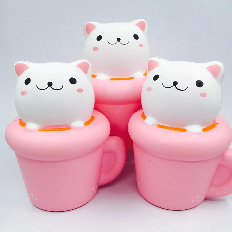 Сжимаемые 1 шт. kawaii сжимаемые jumbo Милые Чашки кошки медленно поднимающиеся