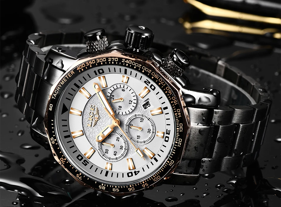 Relojes Hombre LIGE, мужские часы, Лидирующий бренд, Роскошные, 24 часа, дата, деловые кварцевые часы, мужские полностью стальные, большой циферблат, водонепроницаемые часы