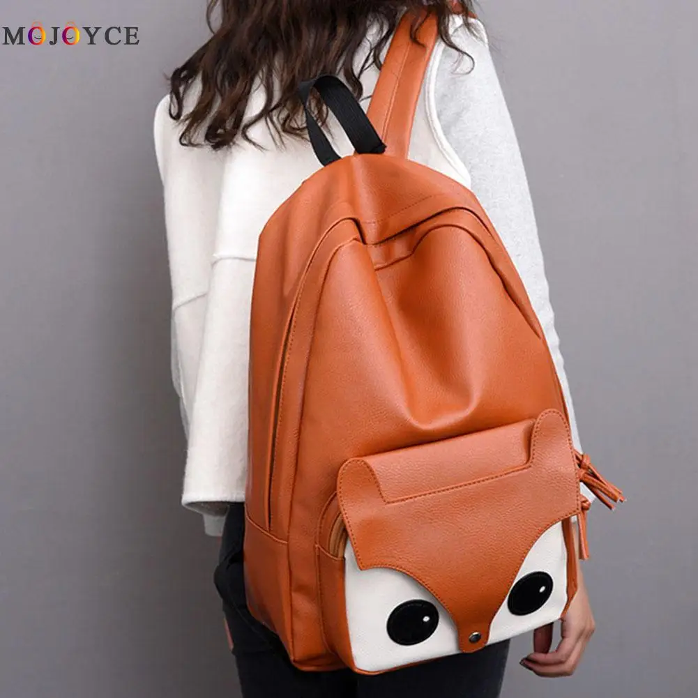 Рисунок мультяшной лисы рюкзак школьный для девочек подростков Mochila Feminina женский рюкзак из искусственной кожи