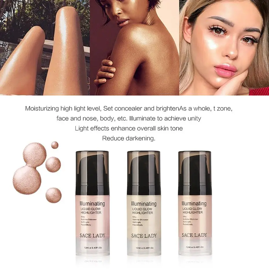 SACE LADY Liquid хайлайтер водонепроницаемый макияж ультра-Гладкий осветитель лица и тела жидкий текстовый Маркер Крем для макияжа