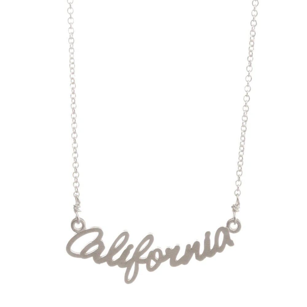 California Script Necklaces Silver Plated Letters Pendant Necklace Clavicle Chain Women Jewelry E017 | Украшения и аксессуары