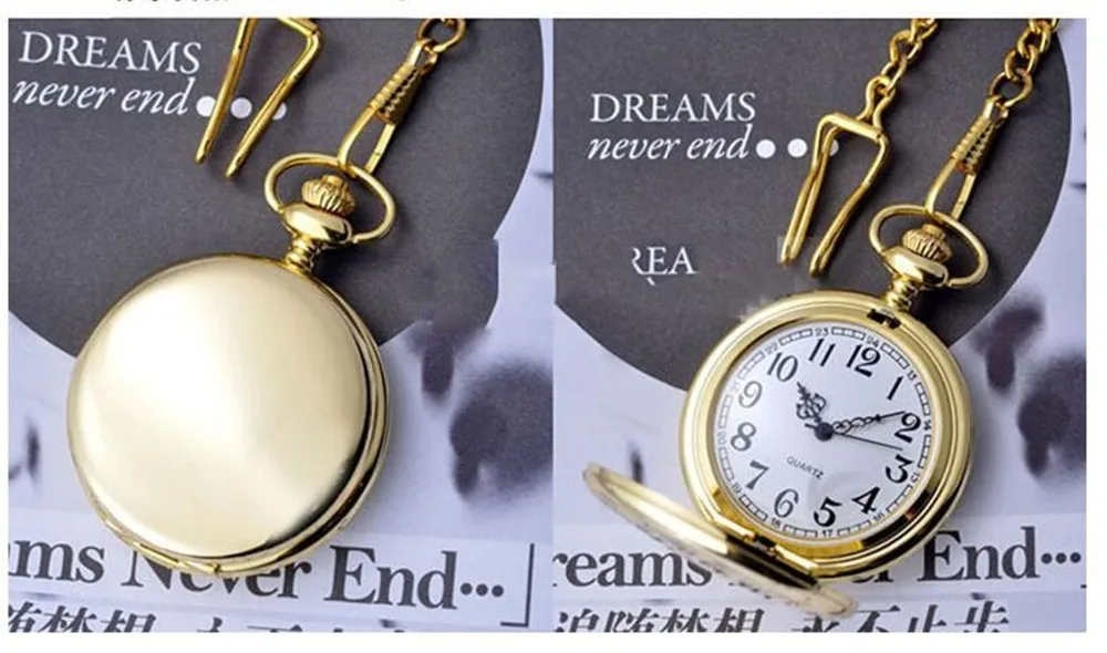 10pcs Smooth Steampunk Pocket Watches Men Women With Nacklace Chain Fashion Quartz Watches Mens Womens Gift reloj de bolsillo