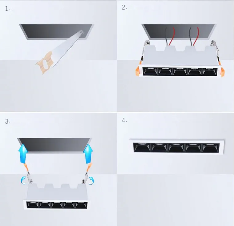 Square Micro Recessed Dimmable LED Downlights 4W10W20W30W COB LED Ceiling Lamp AC110V~220V LED Wall Spot Lights Indoor Lighting