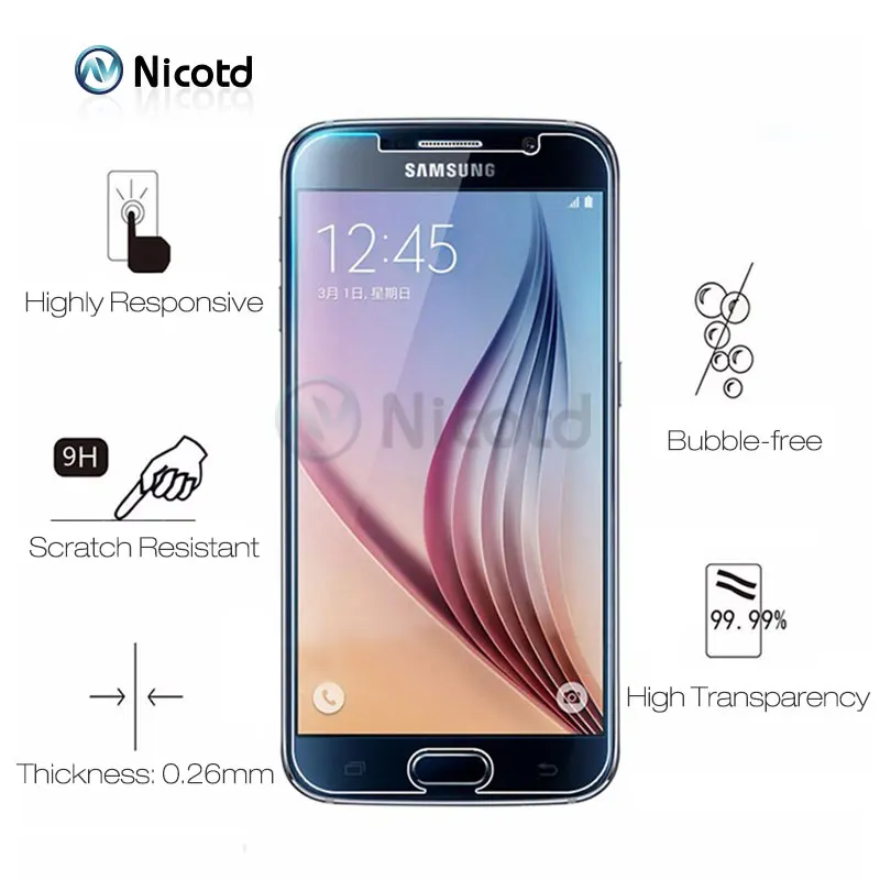 Закаленное стекло Nicotd для Samsung Galaxy A3 A5 A7 J3 J5 J7 2017 2015 2016 0 26 мм 2.5D защита экрана