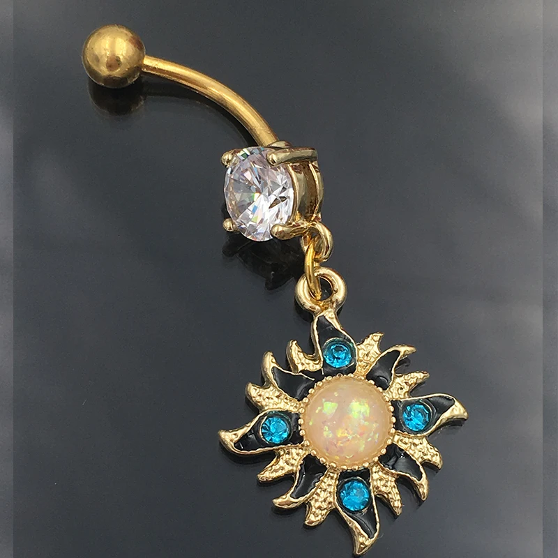 Женское кольцо на пупок с белым огненным опалом 1 шт.|sexy body jewelry|body jewelrybelly button rings |