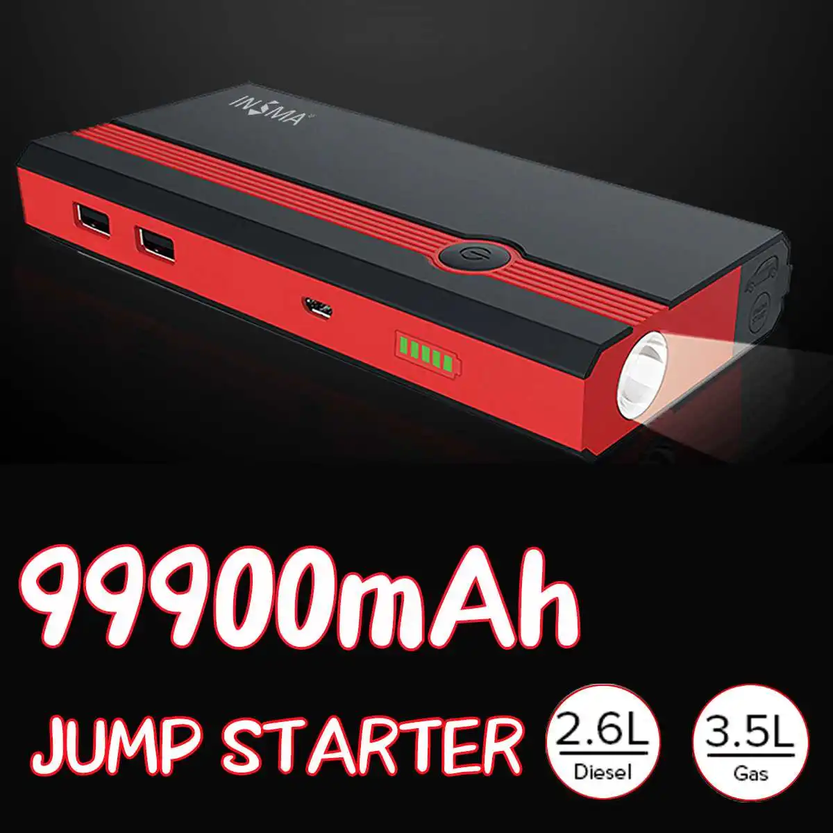 99900 мАч многофункциональный автомобильный стартер Power Bank 12V 400A USB портативный