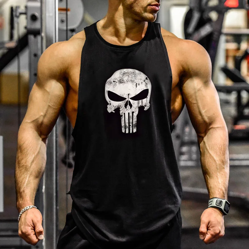 GymsharkThe Каратель Тонких Бретелях Бодибилдинг Singlets Майка Мужчин Жилет Одежда