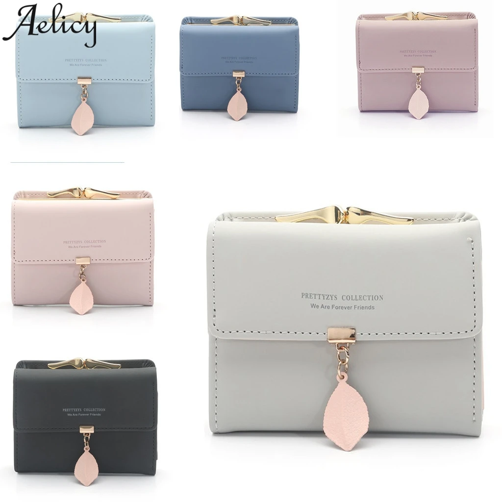 Кошелек Aelicy женский тройного сложения модный короткий бумажник из кожи