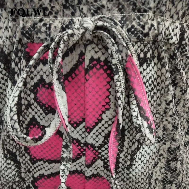 FQLWL облегающий сексуальный комбинезон со змеиным принтом для женщин с длинным