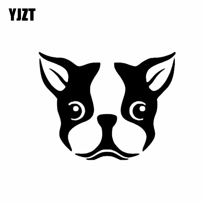 

YJZT 14CM*11.1CM Cartoon Terrier Dog Face Head Vinyl Car Decal Decoration Black/Silver C2-3256