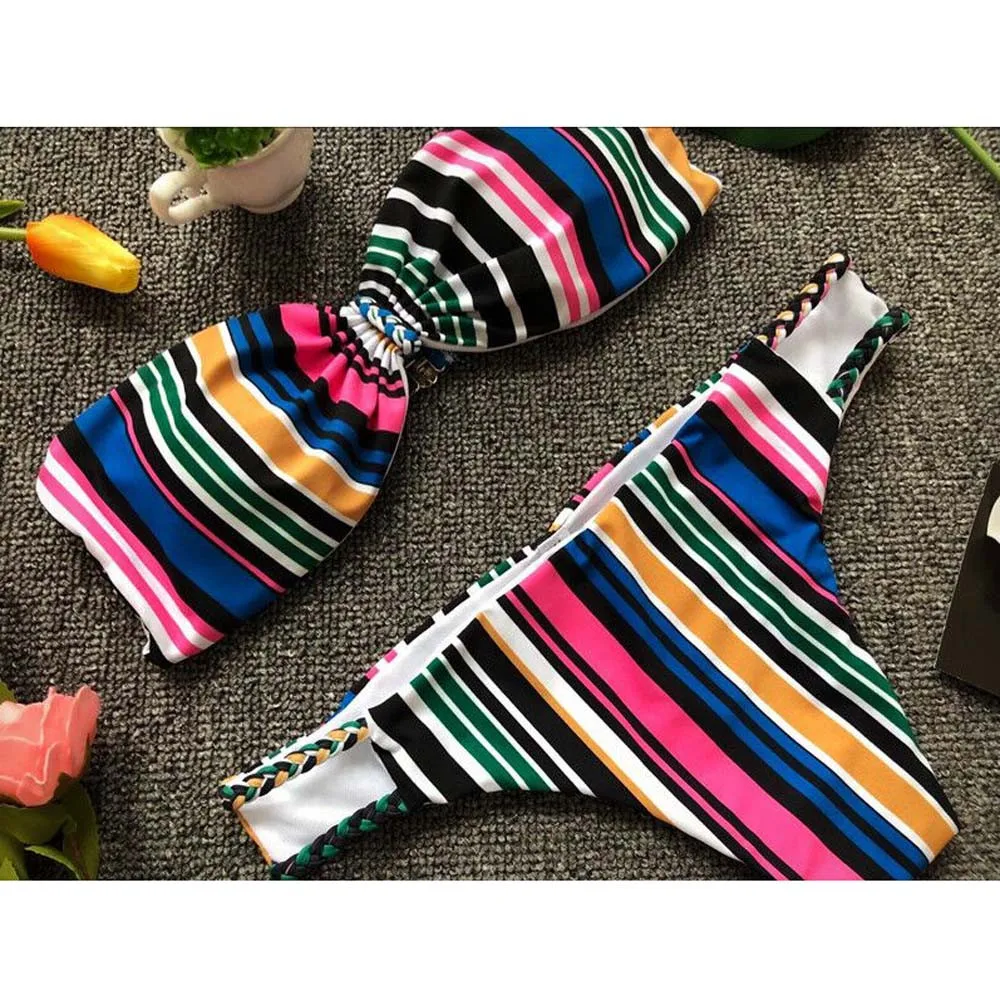 SAGACE двухсекционный костюм полосатый купальник с бантом чашка топ труба для