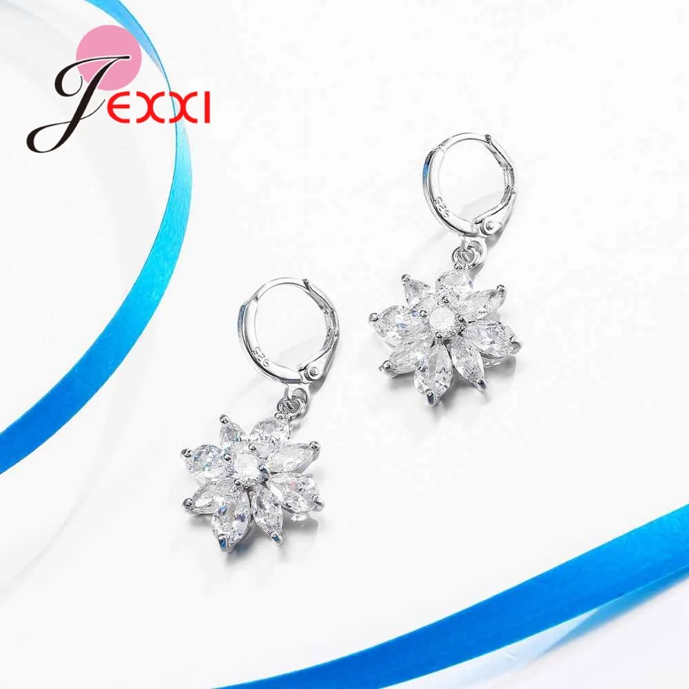 

Shinning Women 925 Sterling Silver Bridal Jewelry Sets For Wedding Accessory Fashion CZ Zircon Necklace Earring Set Gifts