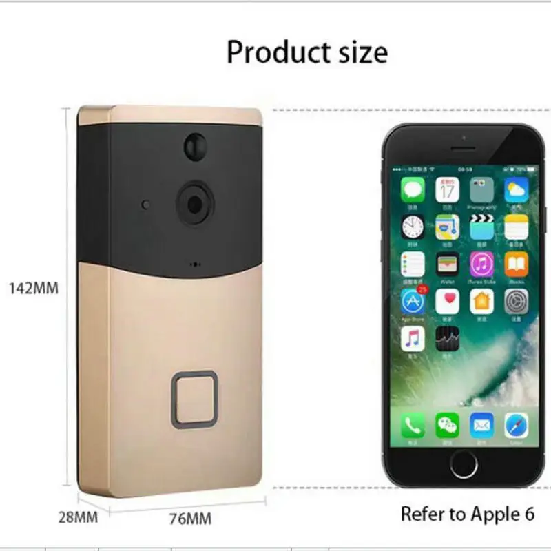 Беспроводной дверной звонок для умного дома Wi-Fi видеодомофон водонепроницаемая