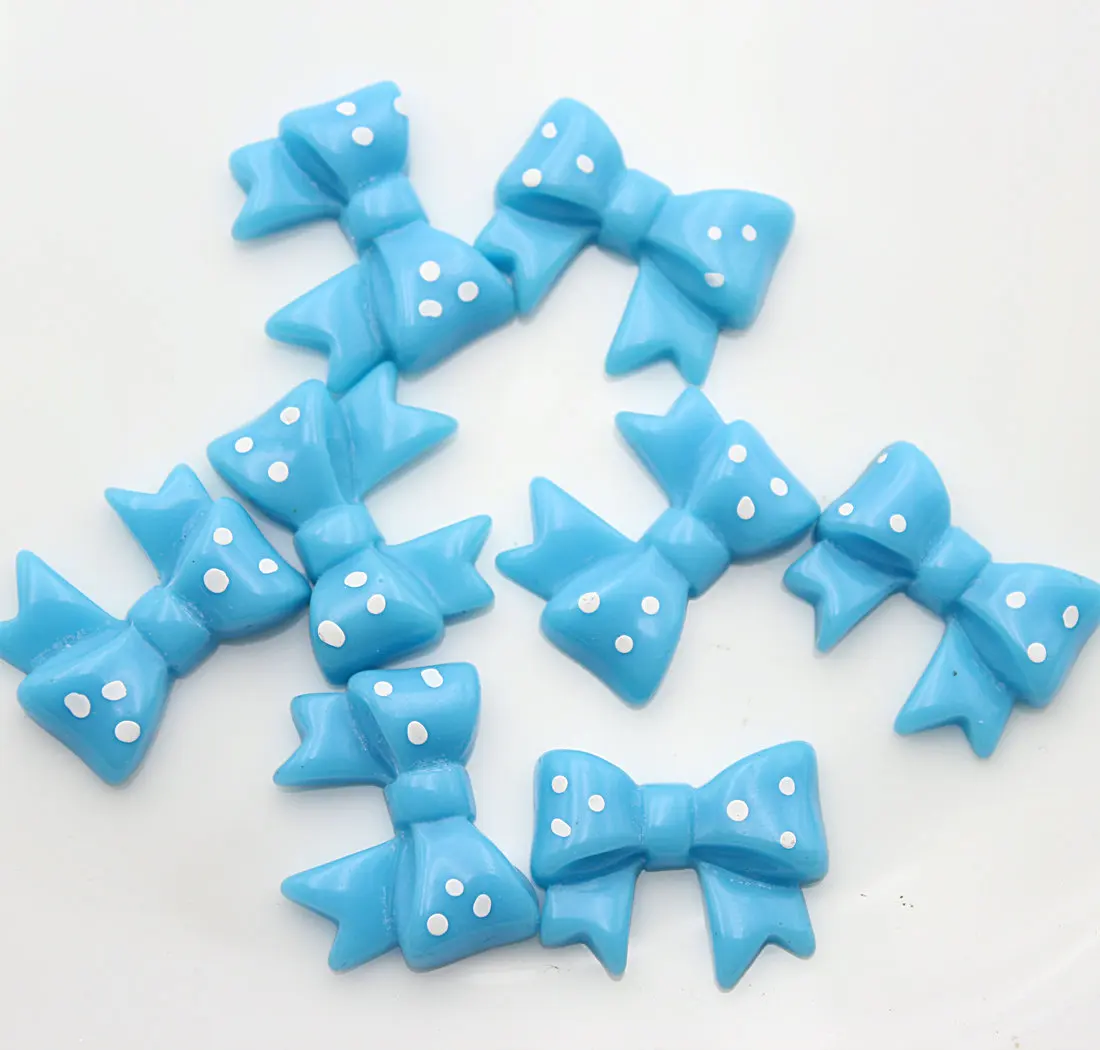 sky blue 80 шт. в упаковке, украшения из смолы с бантом, кабошон с плоским основанием, каваи, самодельные Украшения для скрапбукинга, аксессуары 20 мм x 25 мм - Цвет: sky blue