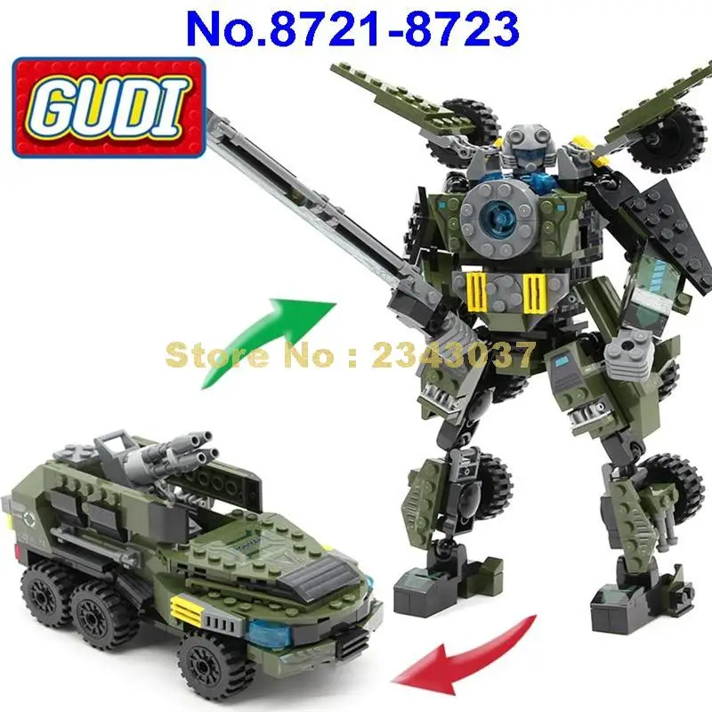Gudi 8721 8723 311 ~ 366 шт. робот трансформер 3in1 автомобиль войны установка Chariot