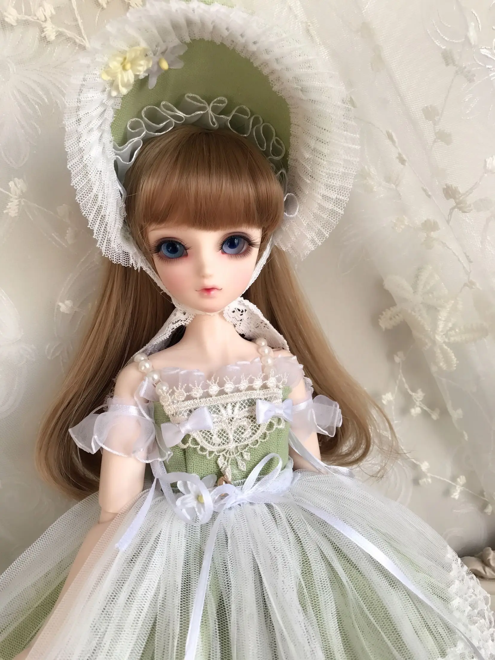 Одежда для кукол 1/6 1/4 платье для куклы платье костюм для 1/6 1/4 BJD аксессуары для кукол sd 3 цвета платье+ BB шляпа+ вуаль кружевная юбка