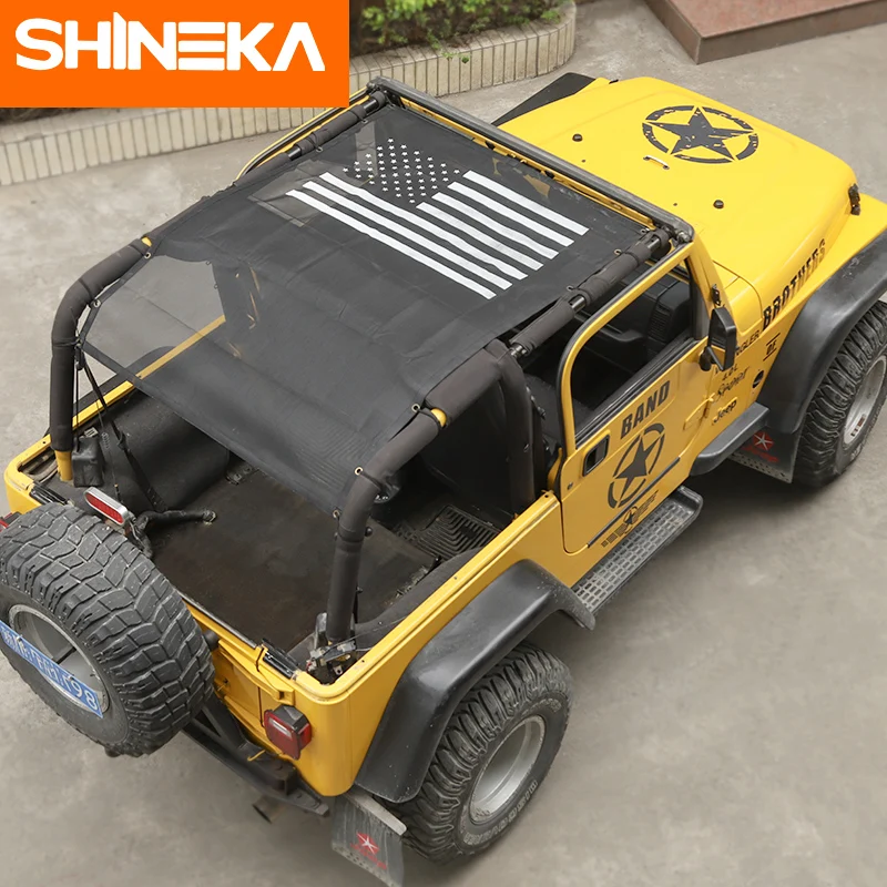 SHINEKA автомобильные чехлы для Jeep wrangler tj 1997-2006 Топ Солнцезащитная сетка автомобильный чехол на крышу багажника защита от ультрафиолета сетка для wrangler TJ