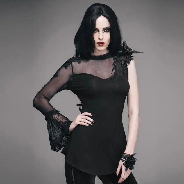 Женский топ Goth с одним рукавом ETT003|Футболки| |