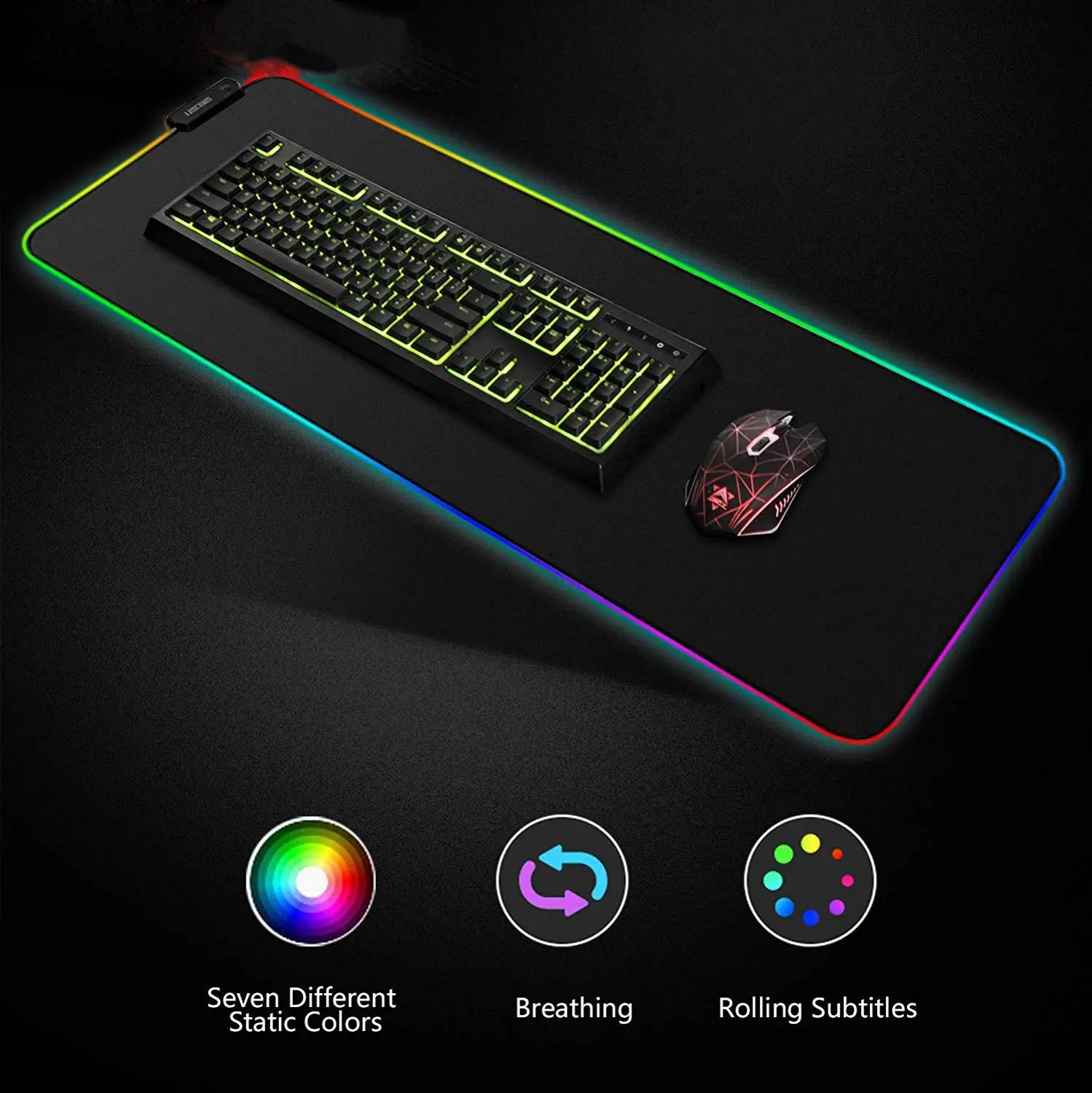 RGB мягкий игровой коврик для мыши Большой светящийся светодиодный расширенный