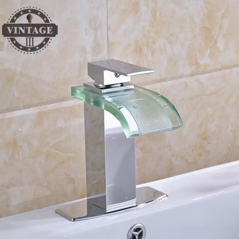 Free Shipping Glass and Brass Basin Faucet Chrome Polish Bathroom Tap Hot Cold Water | Обустройство дома