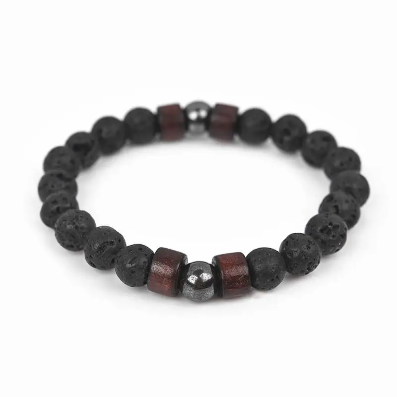 1 Lava Stone Jiayiqi 8 мм бусины натуральный камень браслет для мужчин счастливый подарок для женщин ювелирные изделия 18 см - Окраска металла: 1 Lava Stone