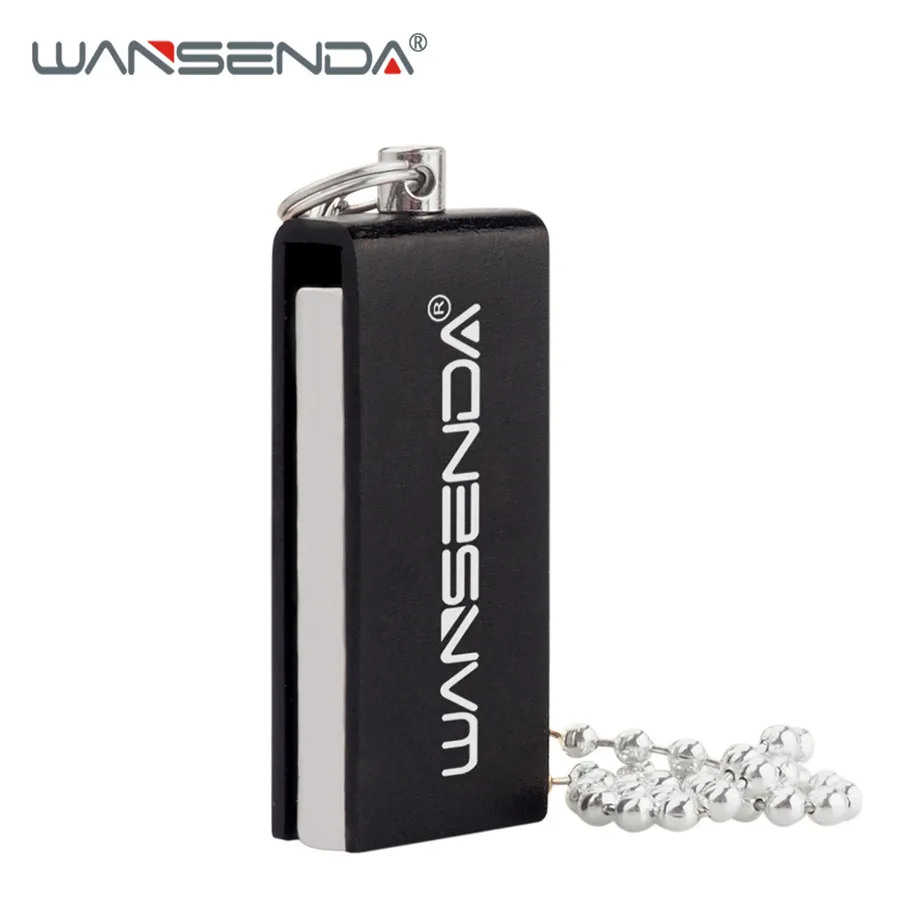 Черный Вращающийся USB флеш-накопитель WANSENDA, водонепроницаемый флеш-накопитель, 4 ГБ, 8 ГБ, 16 ГБ, 32 ГБ, 64 ГБ, флешка, флеш-накопитель с цепочкой - Цвет: Черный