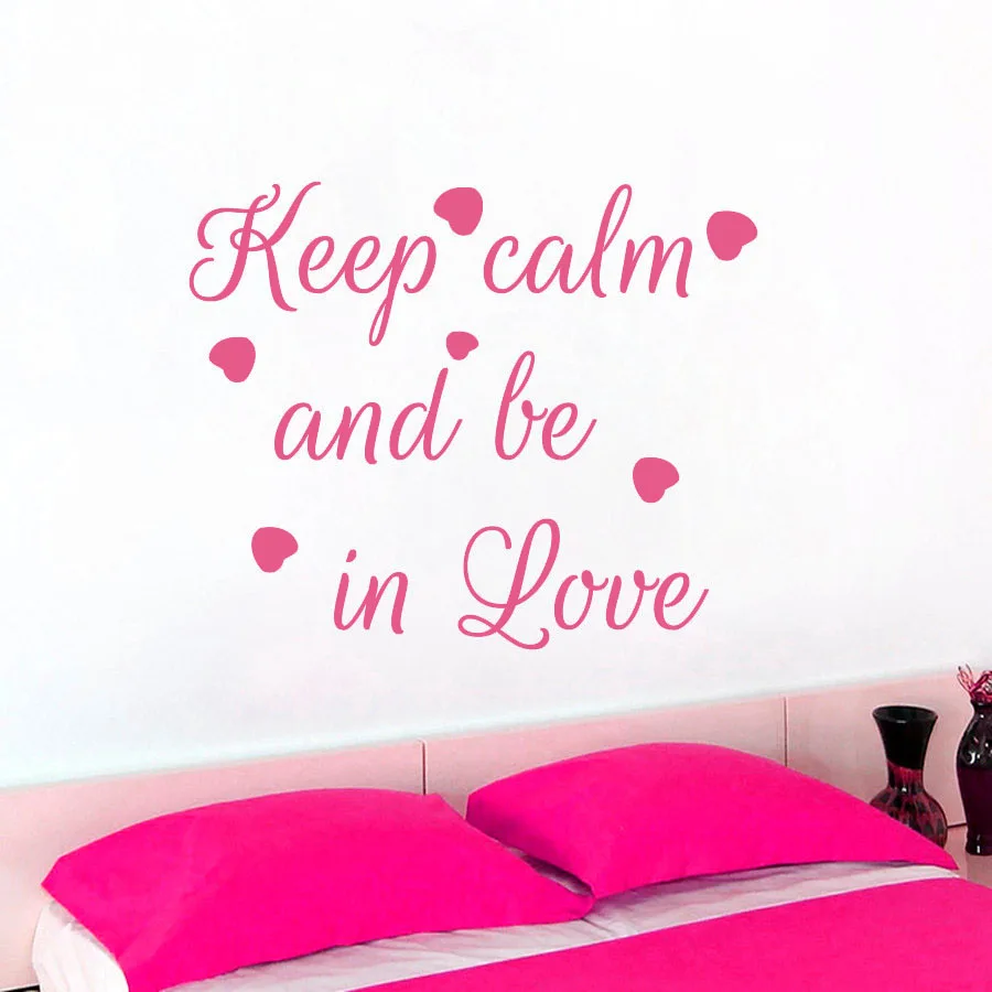 

ZOOYOO Keep Calm And Be In Love Wall Sticker Home Decor Sweet Bedroom Hearts DIY Decorative Wall Decals Art Murals