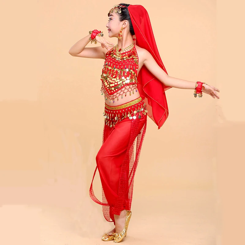 

HT19 3pcs Chiffon Bollywood Carnival Performance Outfits Oriental Dance Clothing Girls Belly Dance Suit Indian Belly Dance Kids
