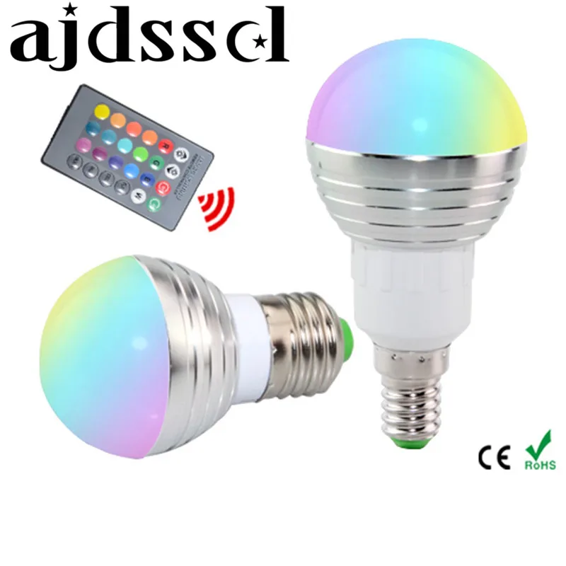 Светодиодная RGB лампа E27 E14 AC85 265V 5 Вт светодиодная с регулируемой яркостью