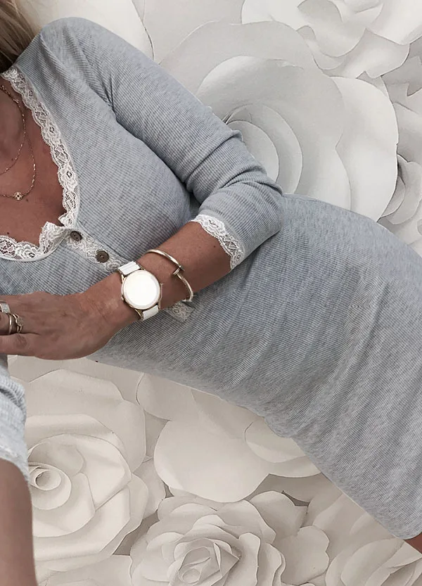 Для женщин тонкий мини платье пуговицы кружево O средства ухода за кожей Шеи