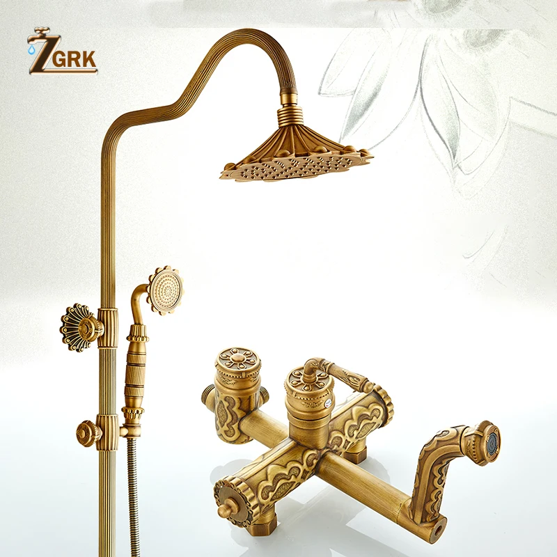 zgrk shower faucets antique bathroom faucet brass bath rainfall with spray shower head bidet tap europe faucet bath shower set free global shipping