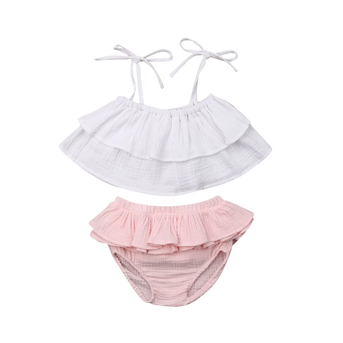 Новинка 2019 хлопковая однотонная летняя одежда без рукавов для маленьких девочек